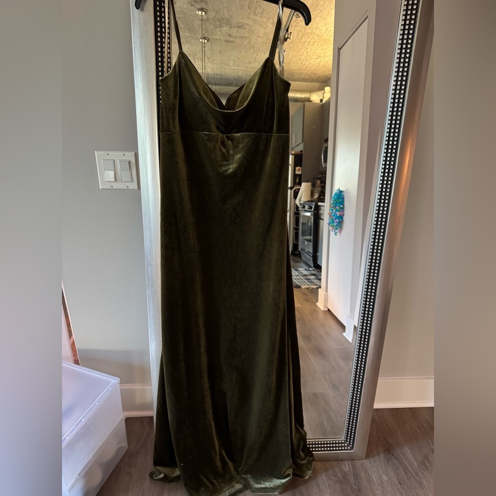 Jenny Yoo Sammi Velvet Dress in Olive